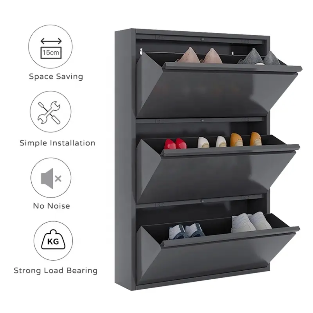 Slim Wall-Mounted Shoe Cabinet