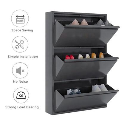 Slim Wall-Mounted Shoe Cabinet