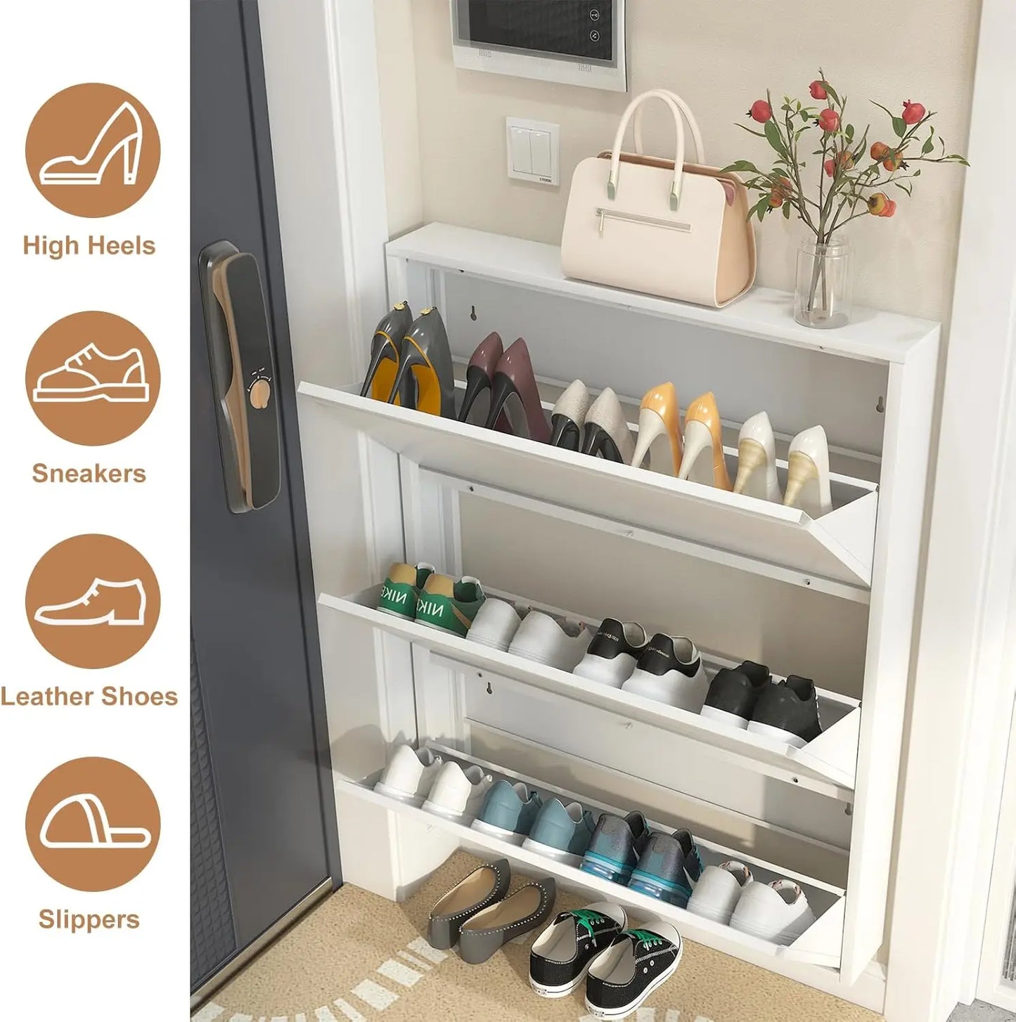 Slim Shoe Cabinets for Entryway